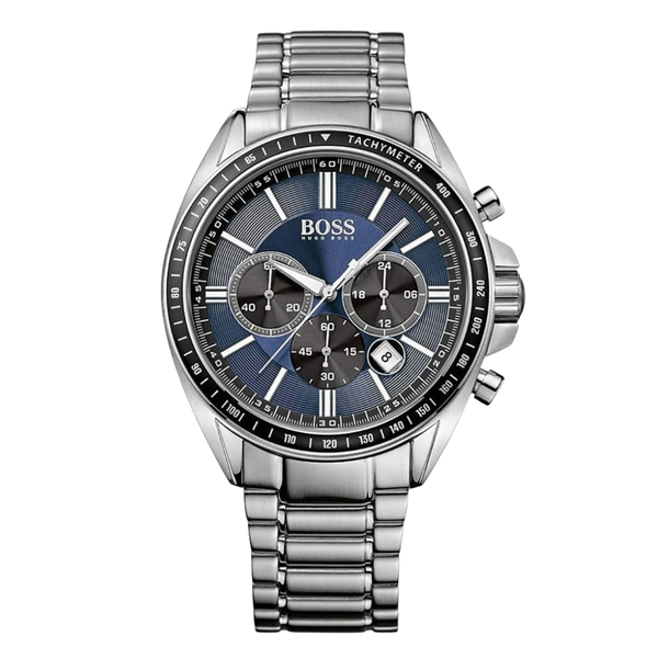 HUGO BOSS Driver Sport Silver Stainless Steel Blue Dial Chronograph Quartz Watch for Gents - 1513081