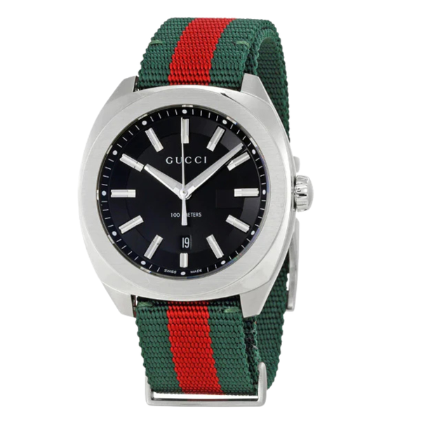 Gucci Green and Red Nato Black Dial Quartz Unisex Watch - YA142305
