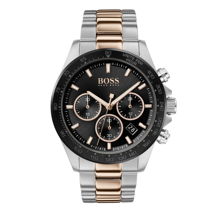 Hero Watch HUGO BOSS Hero Two-Tone Stainless Steel Black Dial Chronograph Quartz ...
