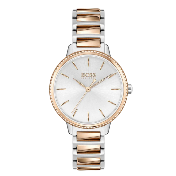 HUGO BOSS Signature Two-Tone Stainless Steel Silver Dial Quartz Watch for Ladies - 1502567
