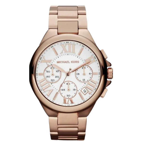 Michael Kors Camille Rose Gold Stainless Steel Rose Gold Dial Chronograph Quartz Watch for Ladies - MK5757
