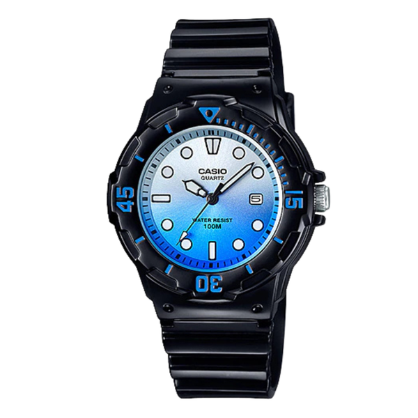 Casio Black Silicone Strap Strap Blue Dial Quartz Watch for Ladies - LRW-200H-2E
