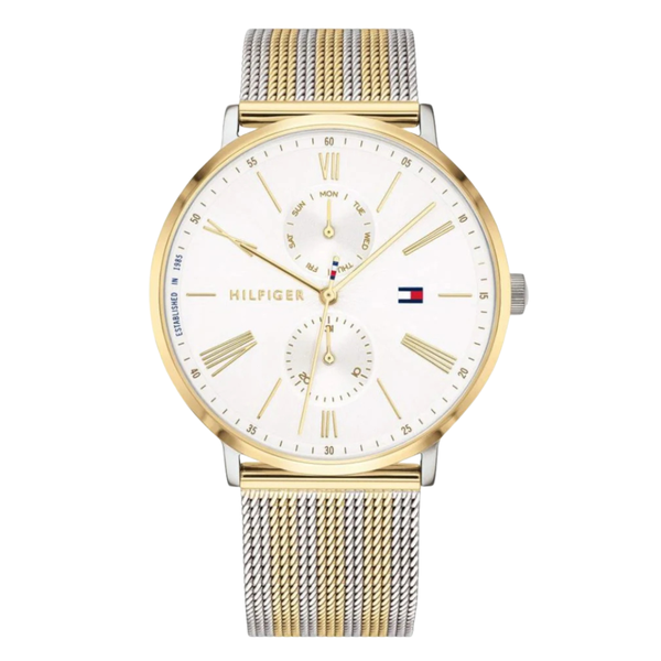 Tommy Hilfiger Jenna Two-tone Mesh Bracelet White Dial Quartz Watch for Ladies - 1782074