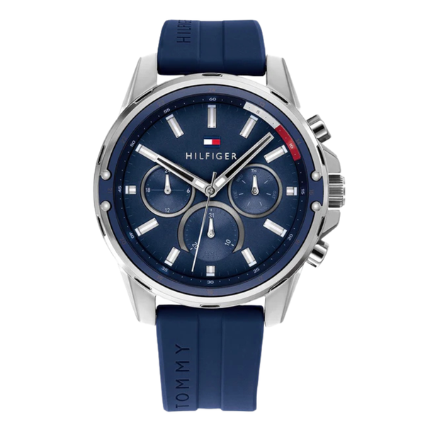 Tommy Hilfiger Mason Blue Silicone Strap Blue Dial Chronograph Quartz Watch for Gents - 1791791