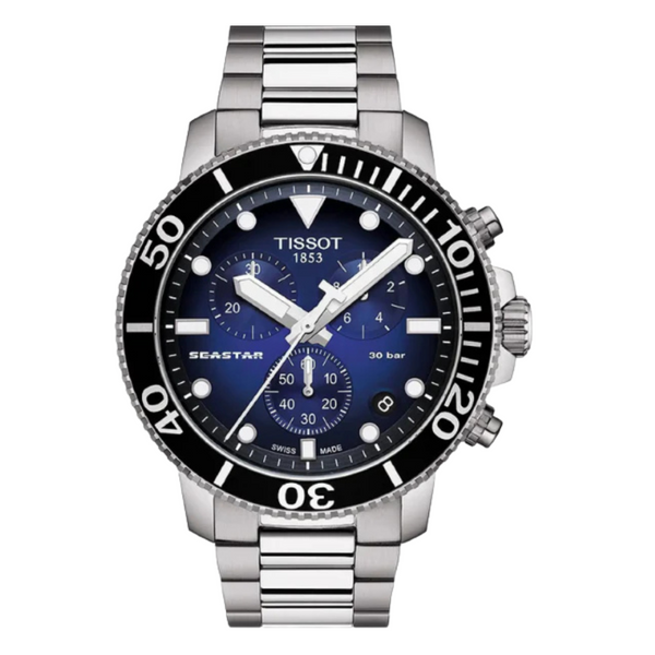 Tissot Seastar 1000 Silver Stainless Steel Two-tone Dial Chronograph Quartz Watch for Men's - T120.417.11.041.01