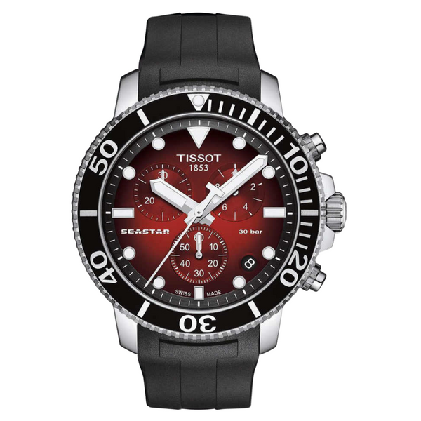 Tissot Seastar 1000 Black Rubber Strap Two-tone Dial Chronograph Quartz Watch for Men's - T120.417.17.421.00
