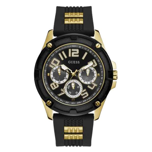 Guess Delta Black Silicone Strap Black Dial Quartz Watch for Gents - GW0051G2