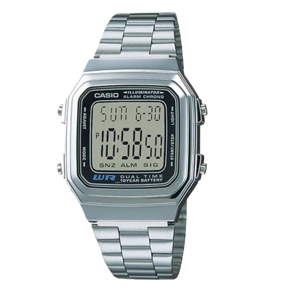 Casio Silver Stainless Steel Silver Dial Quartz Watch for Gents - A178WA-1ADF AG