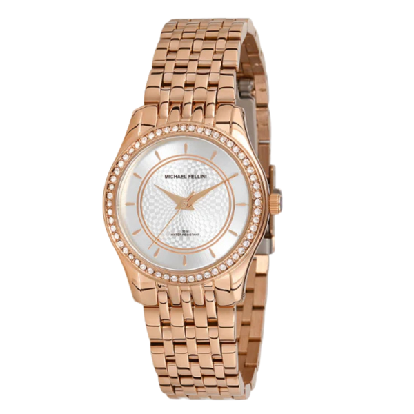Michael Fellini Rose Gold Stainless Steel Silver Dial Quartz Watch for Ladies - MF2276-5