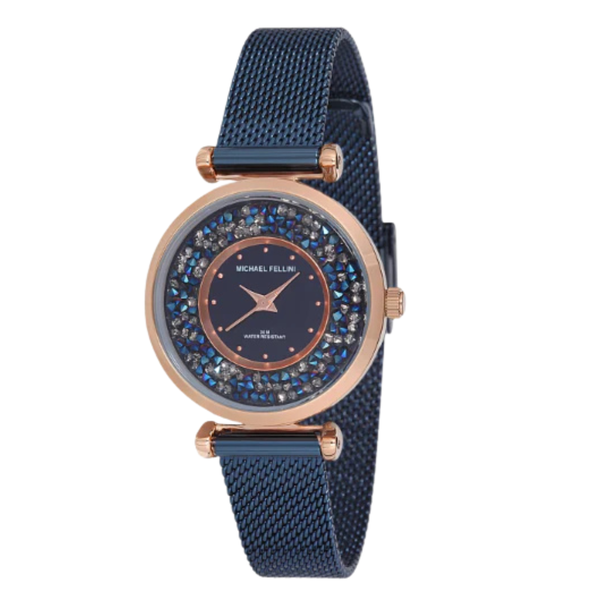 Michael Fellini Blue Mesh Bracelet Blue Dial Quartz Watch for Ladies - MF2234-4