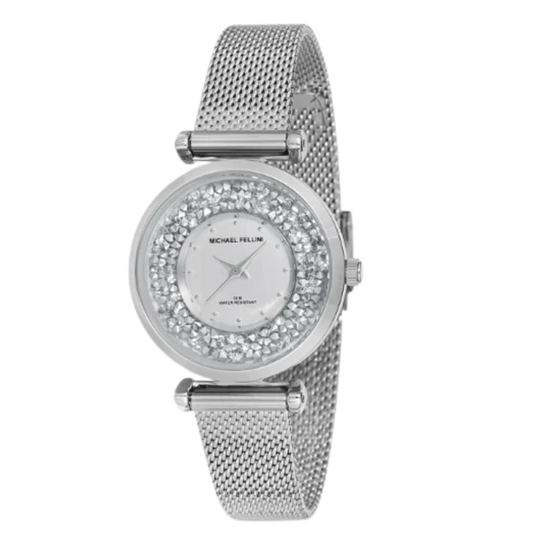 Michael Fellini Silver Mesh Bracelet Silver Dial Quartz Watch for Ladies - MF2234-1