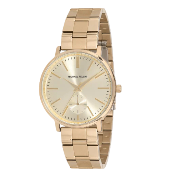 Michael Fellini Gold Stainless Steel Gold Dial Quartz Watch for Ladies - MF2232-2