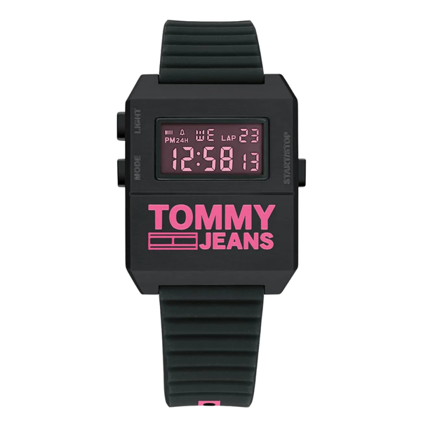 Tommy Hilfiger Tommy Jeans Expedition Black Silicone Strap Pink Dial Quartz Unisex Watch - 1791676