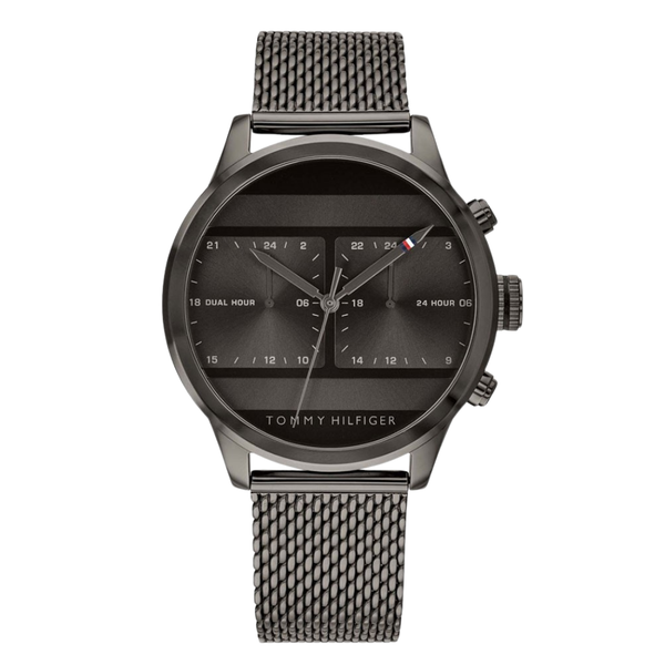 Tommy Hilfiger Icon Black Mesh Bracelet Black Dial Chronograph Quartz Watch for Gents - 1791597