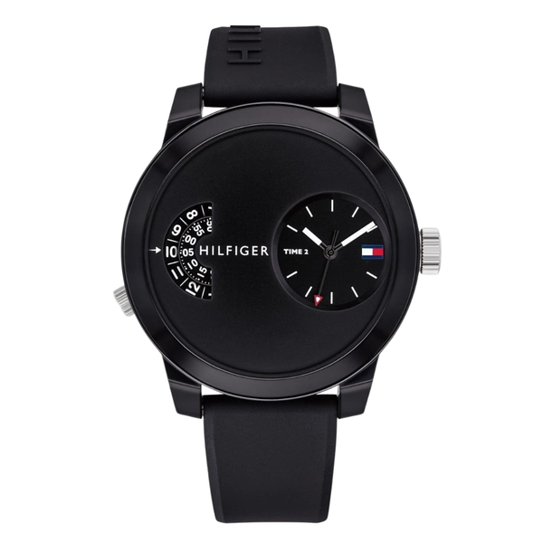 Tommy Hilfiger Denim Black Silicone Strap Black Dial Quartz Watch for Gents - 1791555