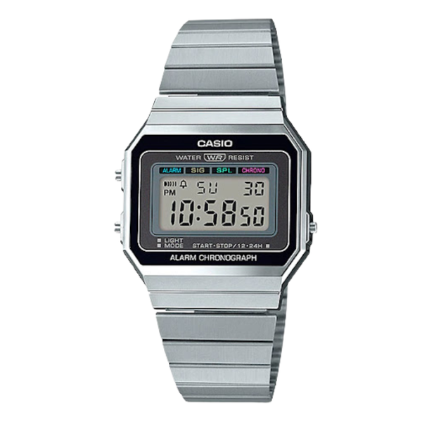 Casio Vintage Collection Silver Stainless Steel Silver Dial Quartz Unisex Watch - A-700W-1ADF