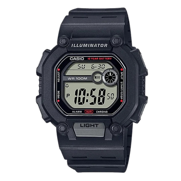 Casio Youth Black Silicone Strap Strap Digital Black Dial Quartz Watch for Gents - W-737H-1AVDF