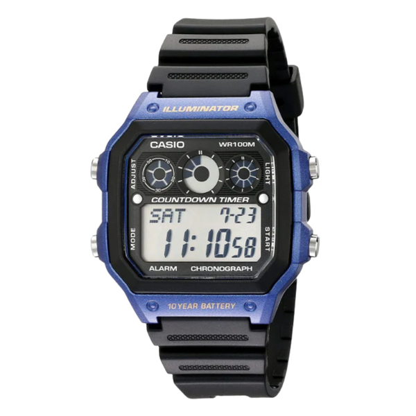 Casio Illuminator Black Silicone Strap Black Dial Quartz Watch for Gents - AE-1300WH-2AVDF