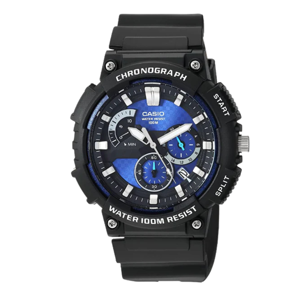 Casio Youth Black Silicone Strap Strap Blue Dial Quartz Watch for Gents - MCW-200H-2AVDF