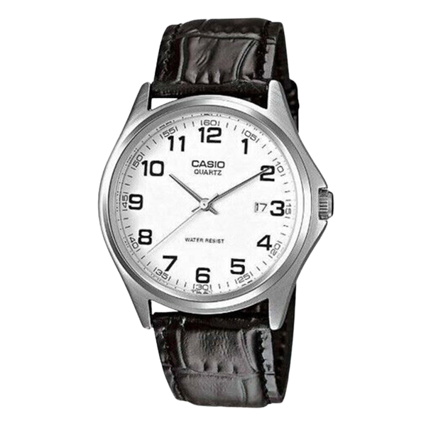 Casio General Brown Leather Strap White Dial Quartz Watch for Gents - MTP-1183E-7BDF