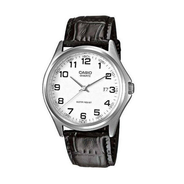 Casio General Brown Leather Strap White Dial Quartz Watch for Gents - MTP-1183E-7BDF