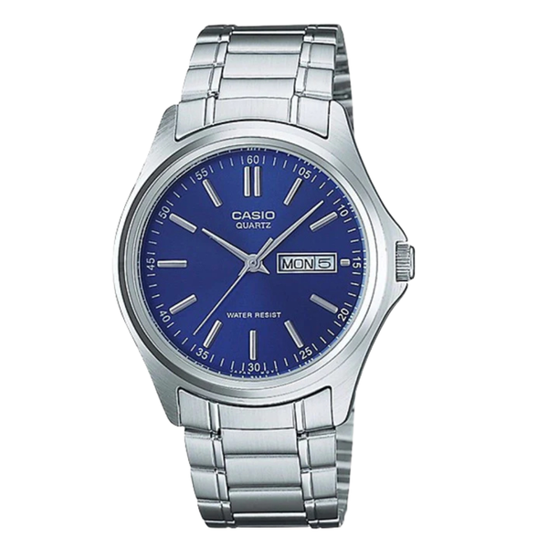 Casio Silver Stainless Steel Blue Dial Quartz Watch for Gents - MTP-1239D-2ADF