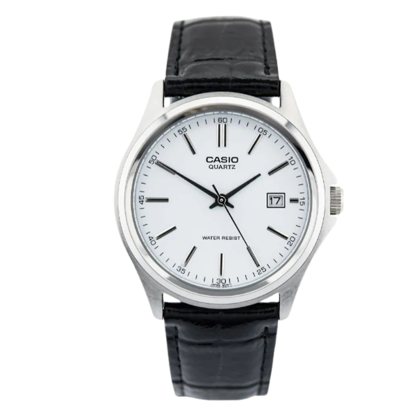 Casio Black Leather Strap White Dial Quartz Watch for Ladies - LTP-1183E-7ADF