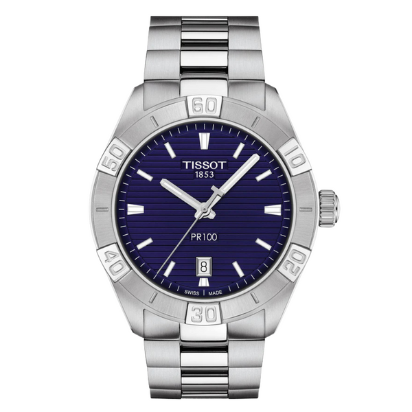 Tissot PR 100 Silver Stainless Steel Blue Dial Quartz Watch for Men's - T101.610.11.041.00