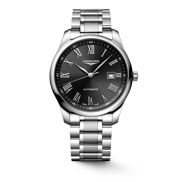 Longines Silver Stainless Steel Black Dial Automatic Watch for Gents - L27934516