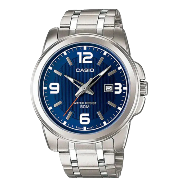Casio Enticer Silver Stainless Steel Blue Dial Quartz Watch for Gents - MTP-1314D-2AVDF