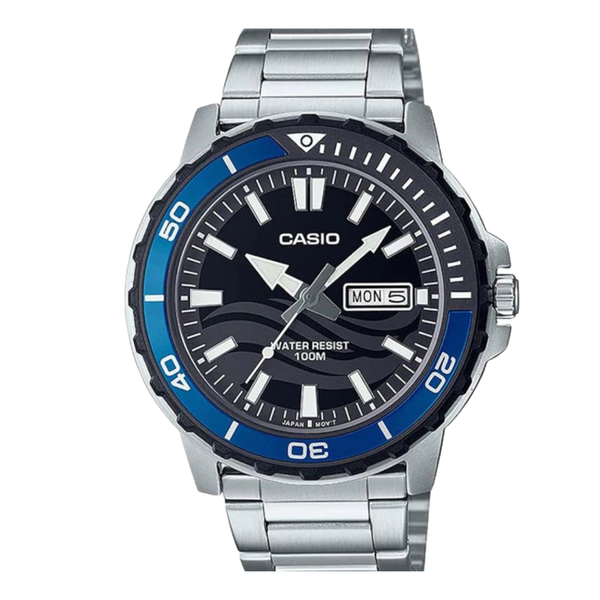 Casio Silver Stainless Steel Grey Dial Quartz Watch for Gents - MTD-125D-1A2VDF