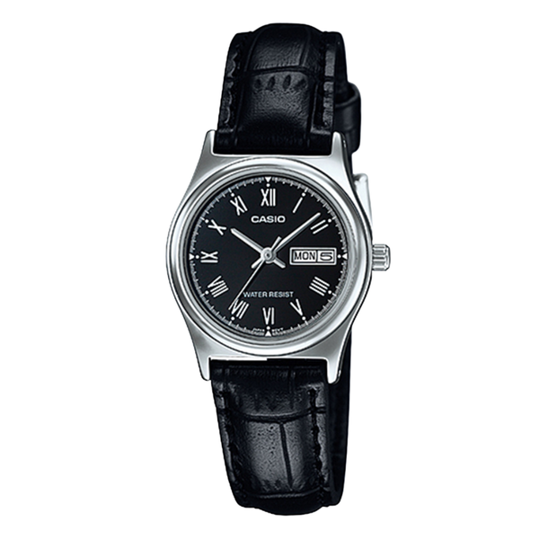 Casio Standard Black Leather Strap Black Dial Quartz Watch for Ladies - LTP-V006L-1BUDF