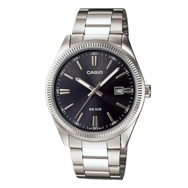 Casio General Silver Stainless Steel Black Dial Quartz Watch for Gents - MTP-1302D-1A1VDF