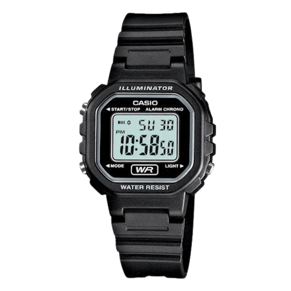 Casio Illuminator Black Silicone Strap Grey Dial Quartz Watch for Ladies - LA-20WH-1ADF