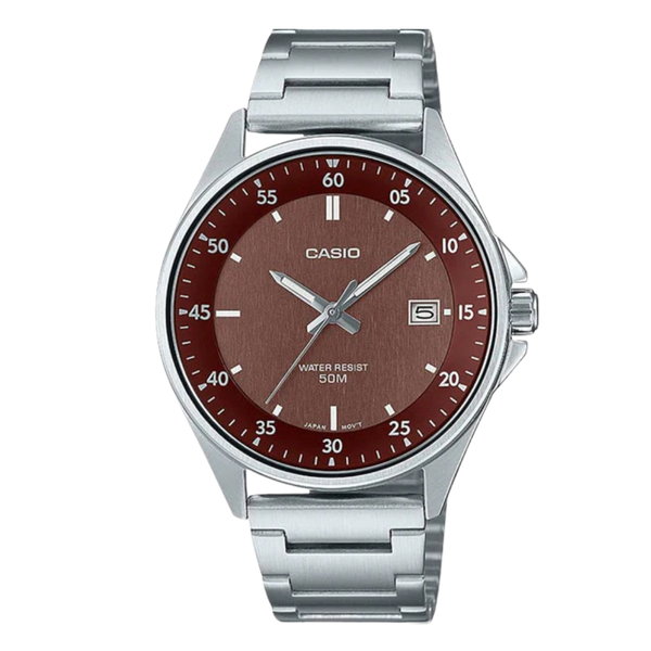 Casio Silver Stainless Steel Brown Dial Quartz Watch for Gents - MTP-E705D-5EVDF