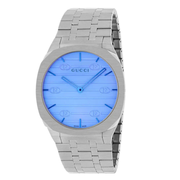 Gucci 25H Silver Stainless Steel Blue Dial Quartz Unisex Watch - YA163408