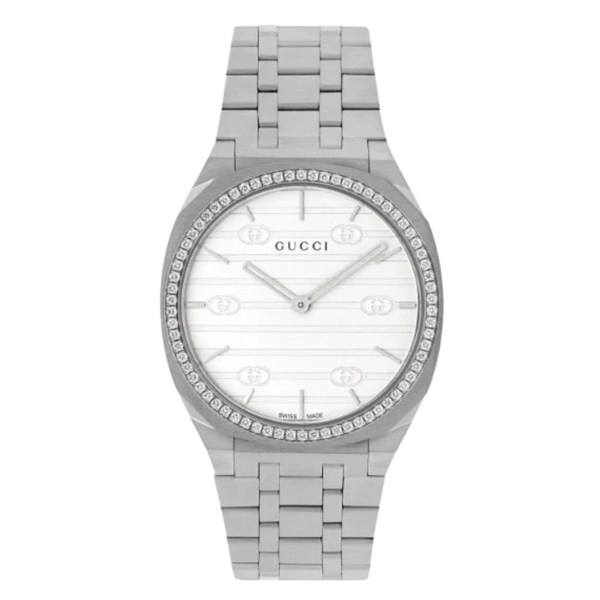 Gucci 25H Silver Stainless Steel Silver Dial Quartz Unisex Watch - YA163401
