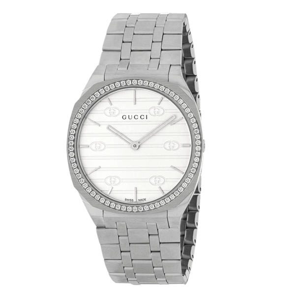 Gucci 25H Silver Stainless Steel Silver Dial Quartz Unisex Watch - YA163401