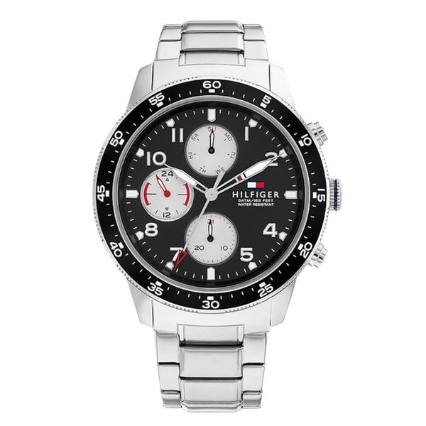 Tommy Hilfiger Jimmy Silver Stainless Steel Grey Dial Chronograph Quartz Watch for Gents - 1791950