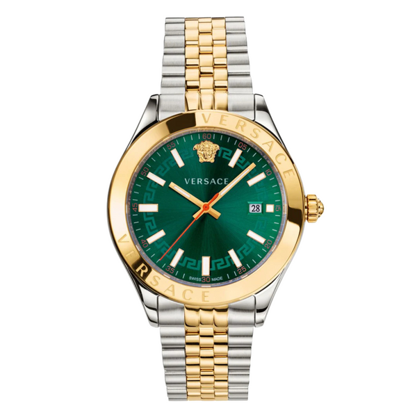 Versace Helenium-Vk Two-tone Stainless Steel Green Dial Quartz Watch for Gents - VEVK00620