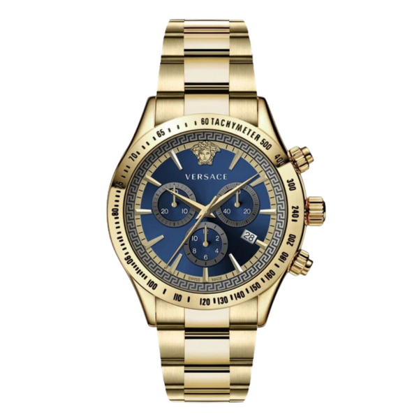 Versace Classic Gold Stainless Steel Blue Dial Chronograph Quartz Watch for Gents - VEV700619