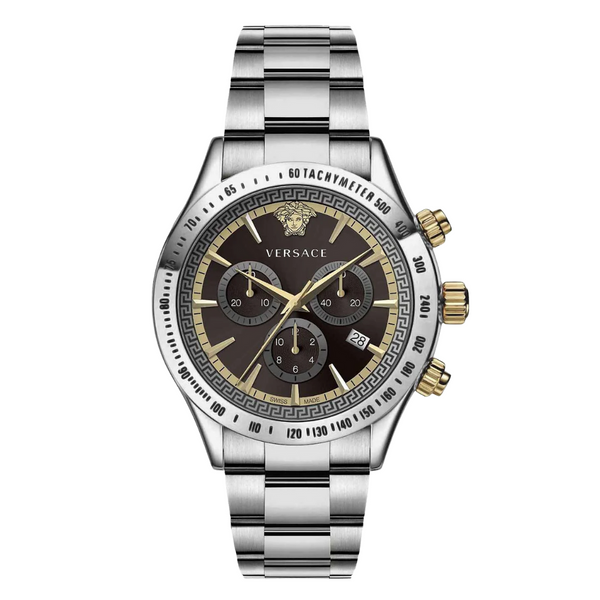 Versace Classic Silver Stainless Steel Brown Dial Chronograph Quartz Watch for Gents - VEV700419