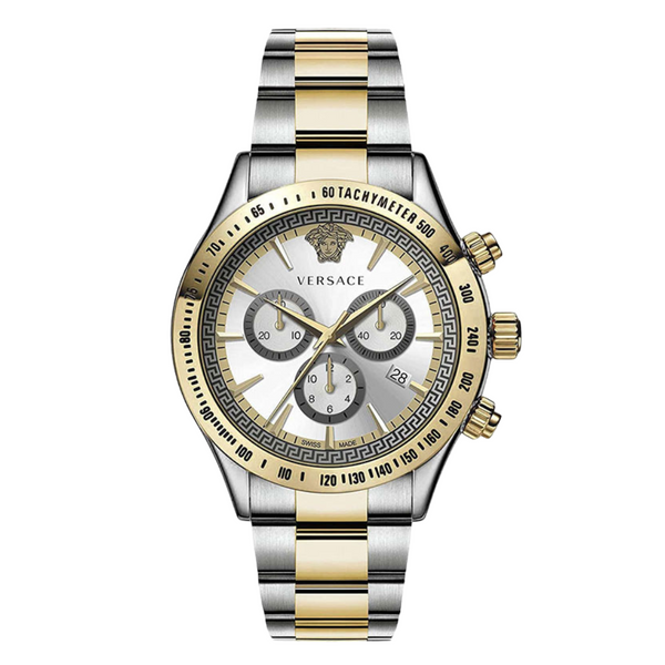 Versace Classic Two-tone Stainless Steel Silver Dial Chronograph Quartz Watch for Gents - VEV700519