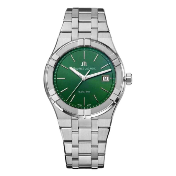 Maurice Lacroix Aikon Silver Stainless Steel Green Dial Quartz Watch for Gents - AI1108-SS002-630-1