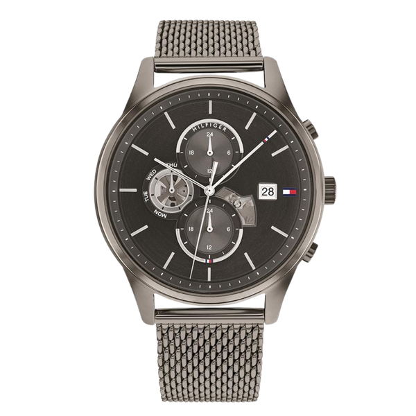 Tommy Hilfiger Weston Grey Mesh Bracelet Grey Dial Chronograph Quartz Watch for Gents - 1710506