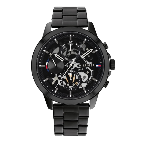 Tommy Hilfiger Henry Black Stainless Steel Black Dial Chronograph Quartz Watch for Gents - 1710478