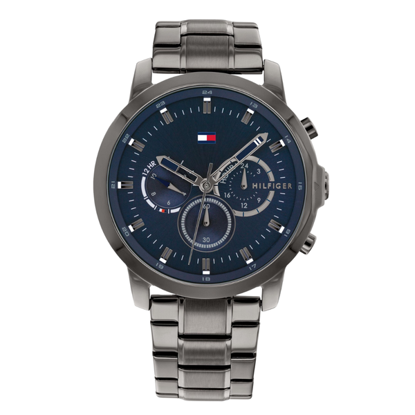 Tommy Hilfiger Jameson Grey Stainless Steel Blue Dial Chronograph Quartz Watch for Gents - 1791796