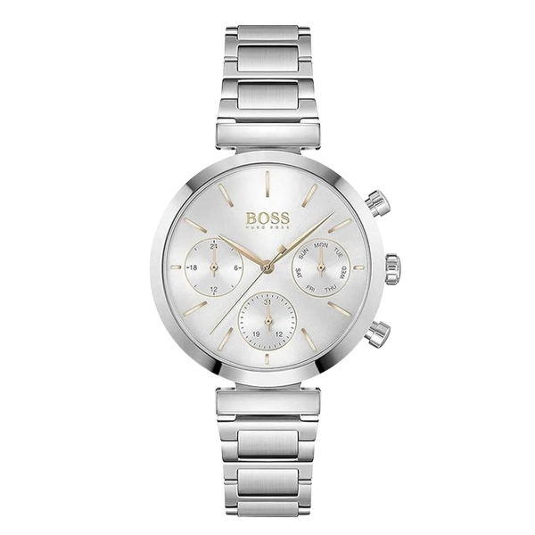HUGO BOSS Flawless Silver Mesh Bracelet Silver Dial Chronograph Quartz Watch for Ladies - 1502530