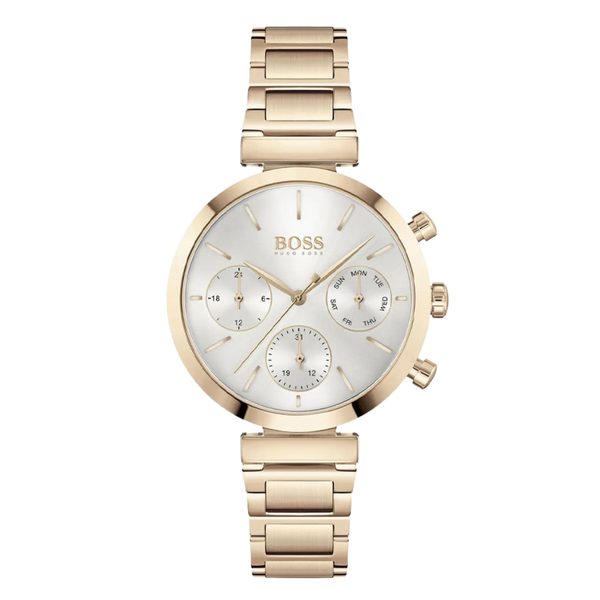 HUGO BOSS Flawless Gold Mesh Bracelet Silver Dial Chronograph Quartz Watch for Ladies - 1502531