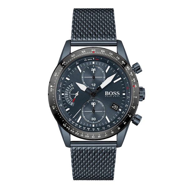 HUGO BOSS Pilot Edition Blue Mesh Bracelet Blue Dial Chronograph Quartz Watch for Gents - 1513887